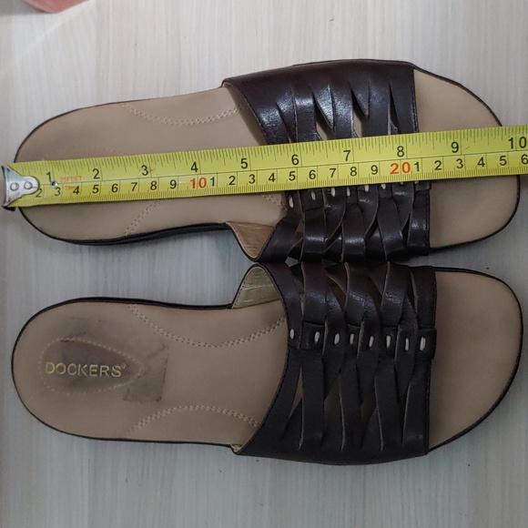 DOCKERS Brown Leather Slip On Sandals Flats Slides Women's - Picture 5 of 6